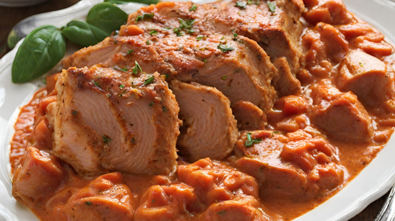 Tangy Tomato Garlic Roast Pork Paprikash